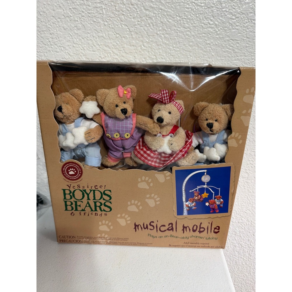 2002 Boyds Bears and Friends Musical Mobile Teddy Bear Nursery Crib Wall Mount